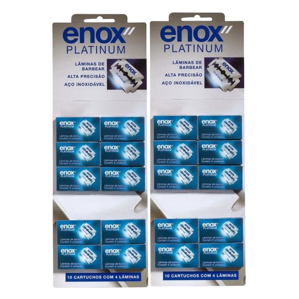 80 Unidades de Lâmina de Barbear Fio Duplo Platinum Enox