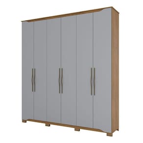 Guarda Roupa Casal Dallas 6 Portas Nature Cinza - Henn