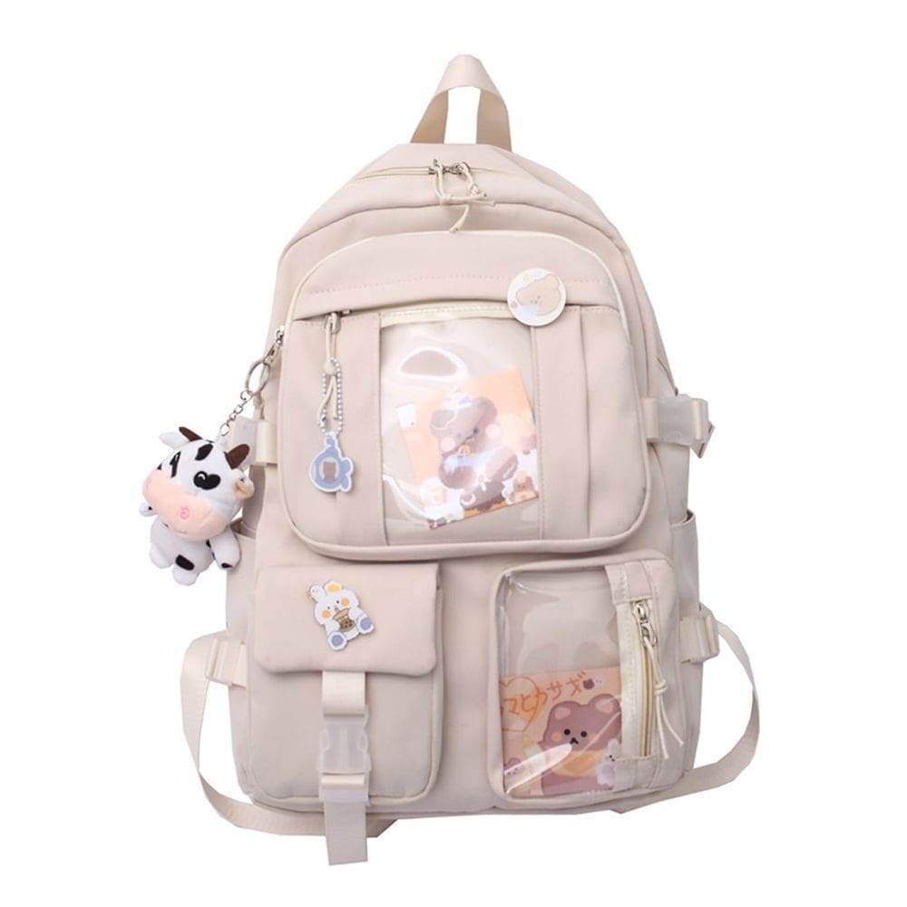 Mochila FunnyBeans Beige Canvas para mulheres