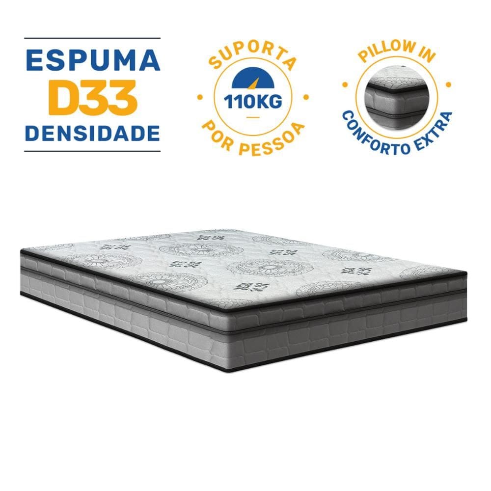 Colchão Espuma D33 Pillow In Anjos Ortosleep Viúva 128x188x18cm