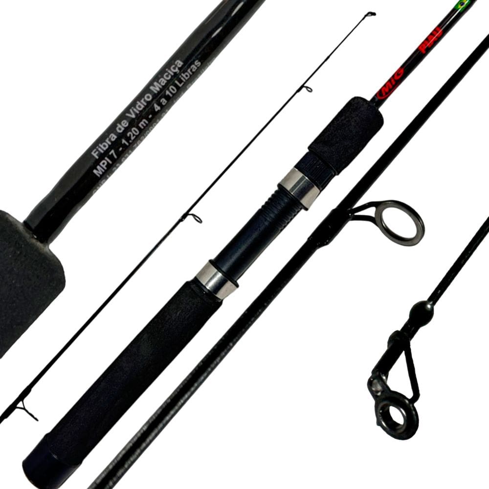Vara Pesca MIG Piau Ultra light 04-10lb MPI07 1,20m Fibra de Vidro p/ Molinete