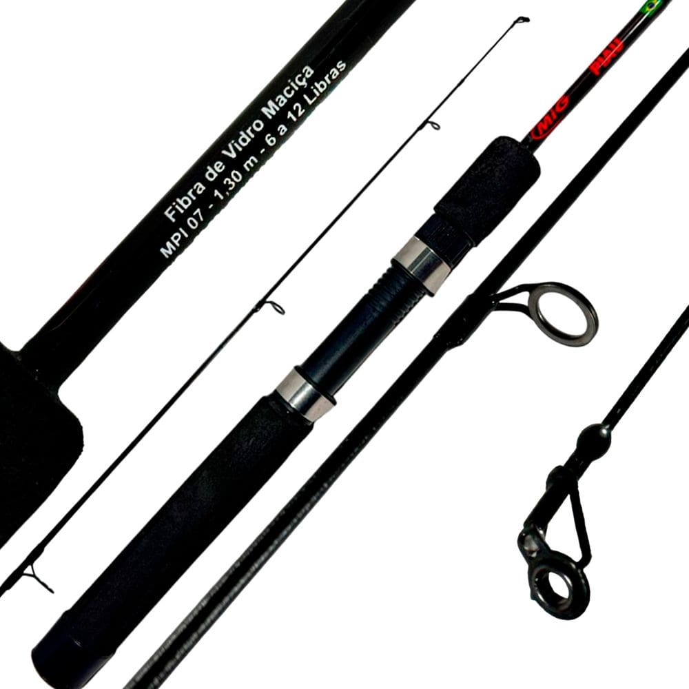 Vara Pesca MIG Piau Ultra light 06-12lb MPI07 1,30m Fibra de Vidro p/ Molinete