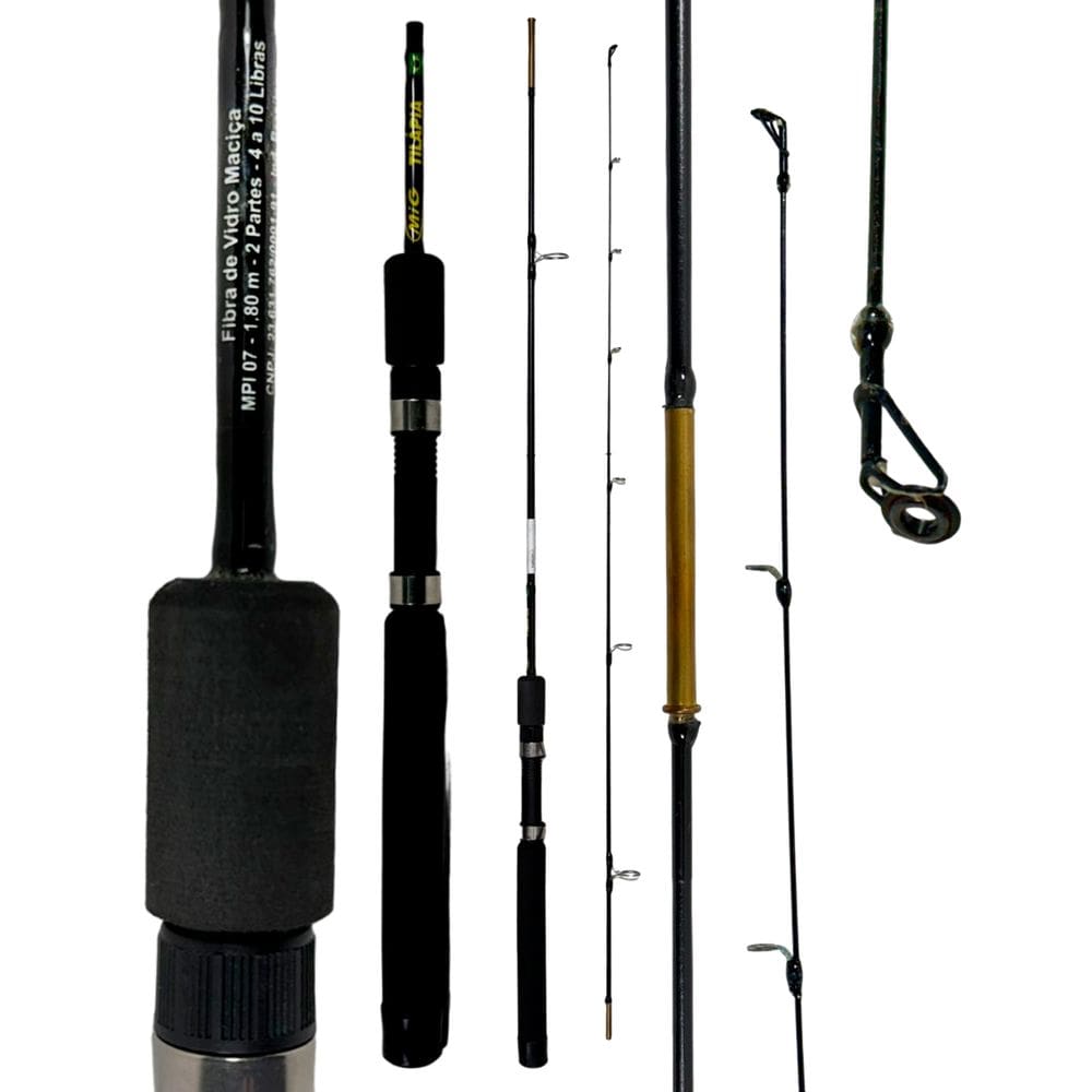 Vara Pesca MIG Tilápia 04-10lb Duas Partes MIP07 1,80m Fibra de Vidro Molinete