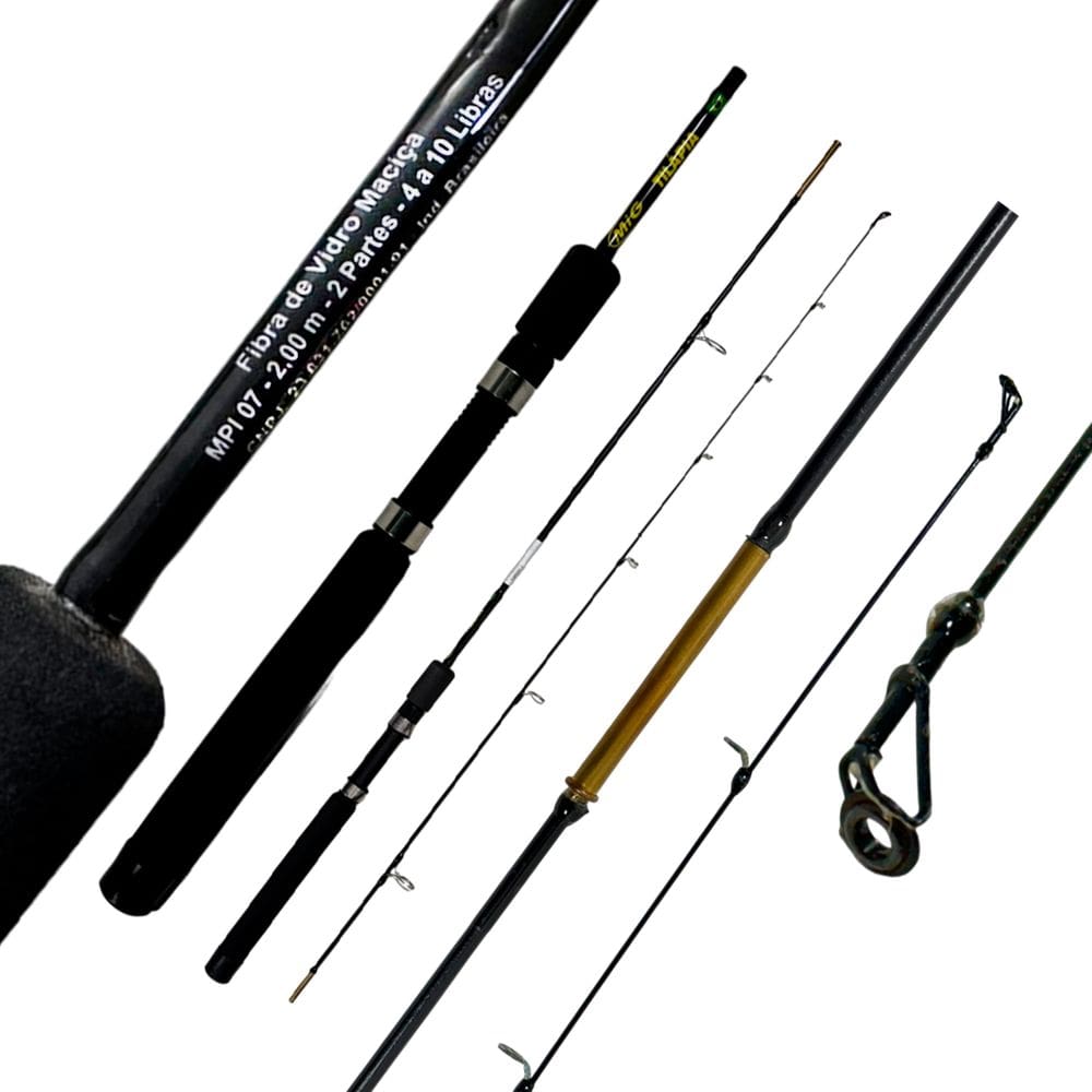 Vara Pesca MIG Tilápia 04-10lb Duas Partes MIP07 2,00m Fibra de Vidro Molinete