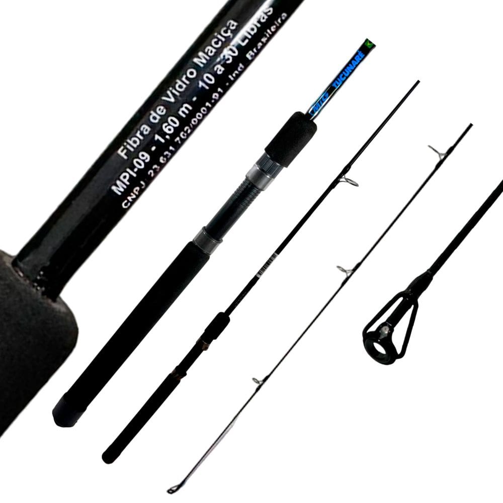 Vara Pesca MIG Tucunaré 10-30lb Inteiriça MIP09 1,60m Fibra de Vidro Molinete