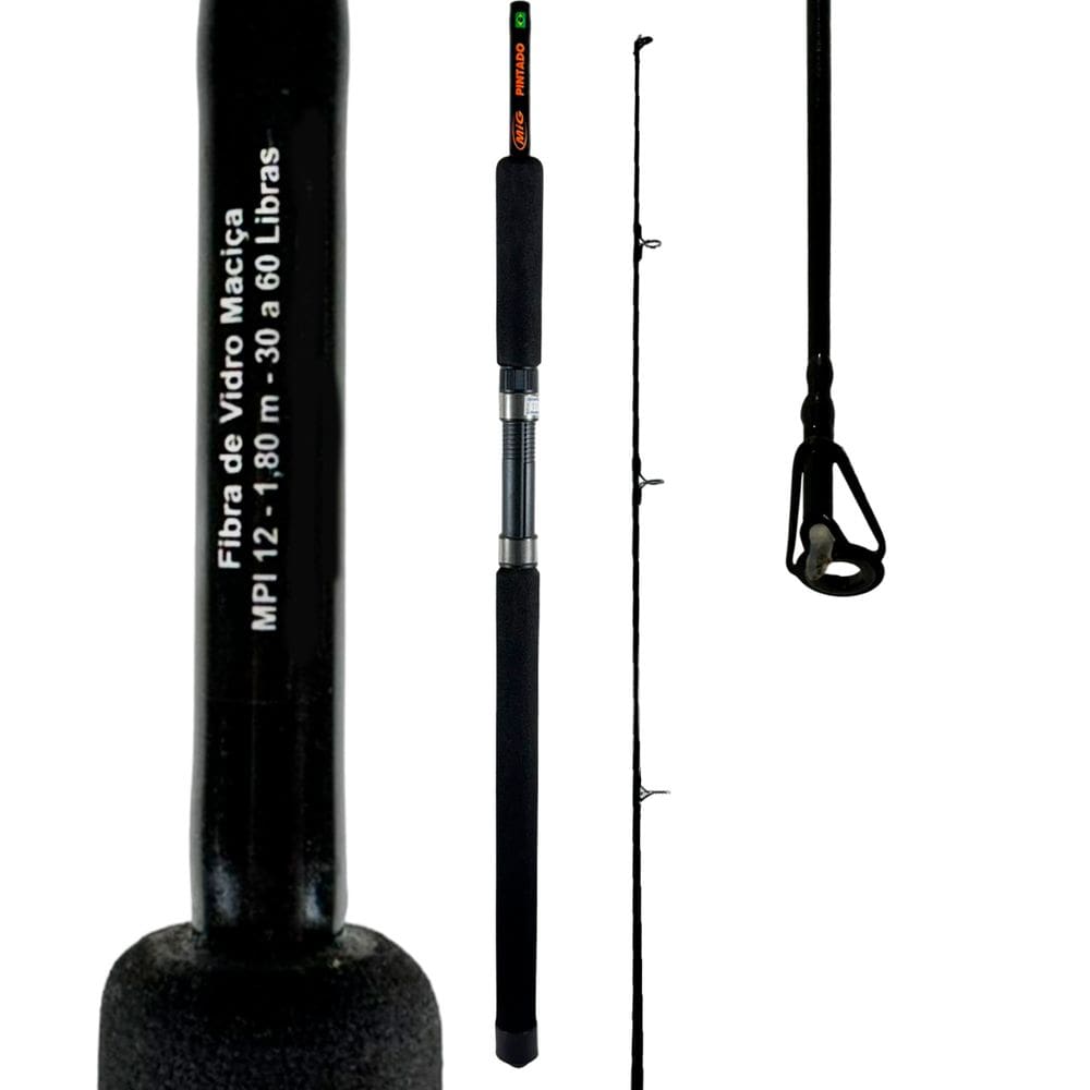 Vara Pesca MIG Pintado 30-60lb Inteiriça MPI12 1,80m Fibra de Vidro Molinete