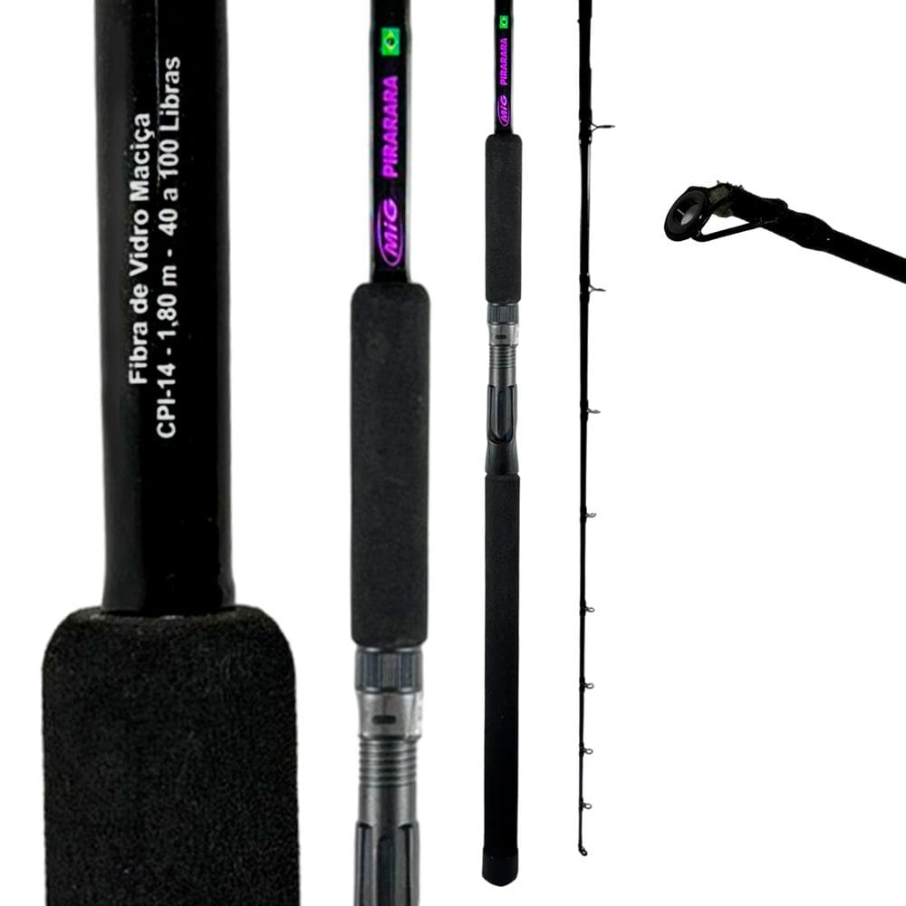 Vara Pesca MIG Pirarara 40-100lb Inteiriça CPI14 1,80m Fibra de Vidro Carretilha