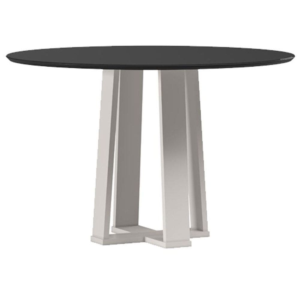 Mesa de Jantar 120 cm Isabela com Vidro Off White Preto - New Ceval