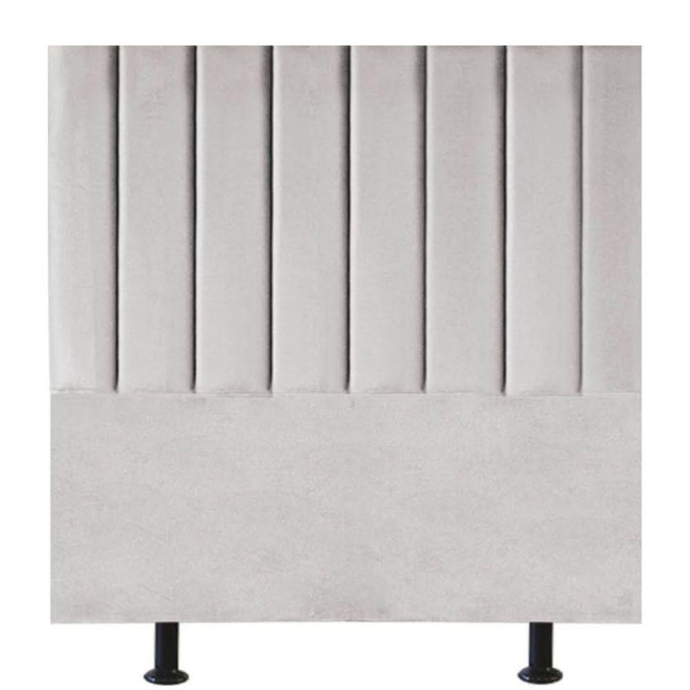Cabeceira Estofada Cama Box Casal 140 Cm Maisa Veludo cinzaclaro