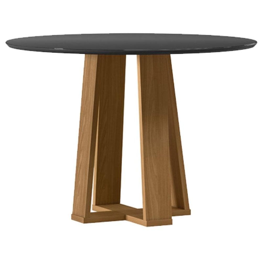 Mesa de Jantar 100x100 cm Isabela com Vidro Ype Preto - New Ceval