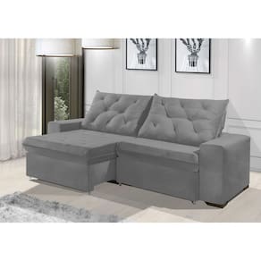 Sofá Retrátil e Reclinável 2.10m ESTILO ESTOFADOS - EUROPA com SoftGel D33 Velupluma "Prata"