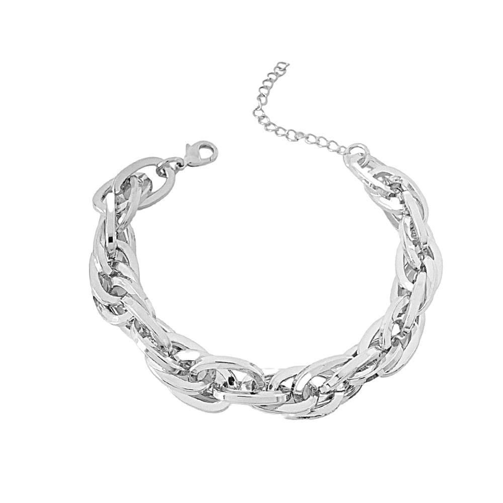 Pulseira Elos Cadeados Banhada a Prata