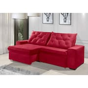Sofá Retrátil e Reclinável 2.30m ESTILO ESTOFADOS - EUROPA com SoftGel D33 Velupluma "Vermelho"