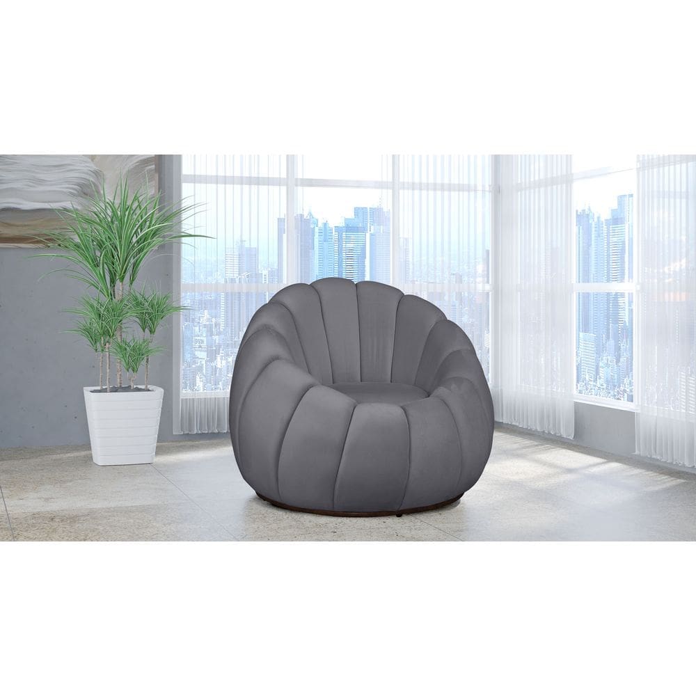Poltrona Decorativa Concha Veludo Cinza - Londrilar