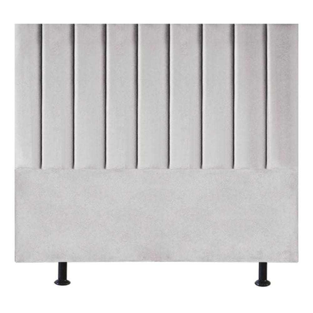 Cabeceira Estofada Cama Box King 195 Cm Marina Veludo cinzaclaro