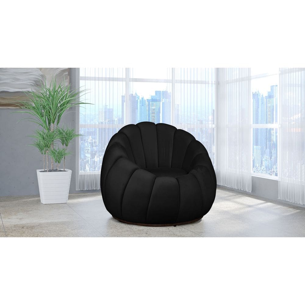 Poltrona Decorativa Concha Giratória Veludo Preto - Londrilar