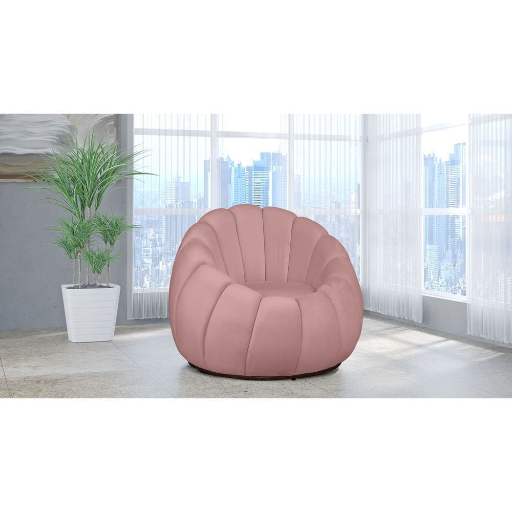 Poltrona Decorativa Concha Giratória Veludo Rosa - Londrilar