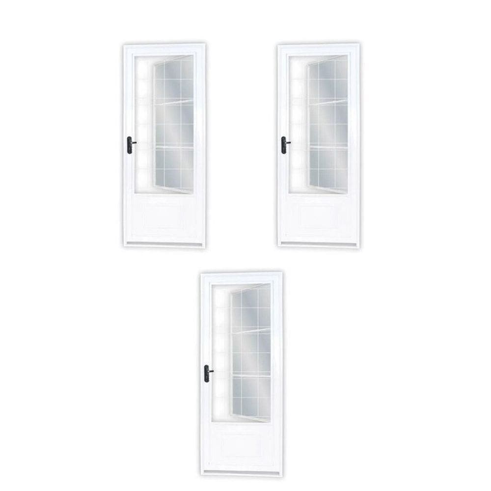 Kit com 3 Portas de Aço Postigo 215x85cm com Grade Quadrada Minas Sul MGM Branco