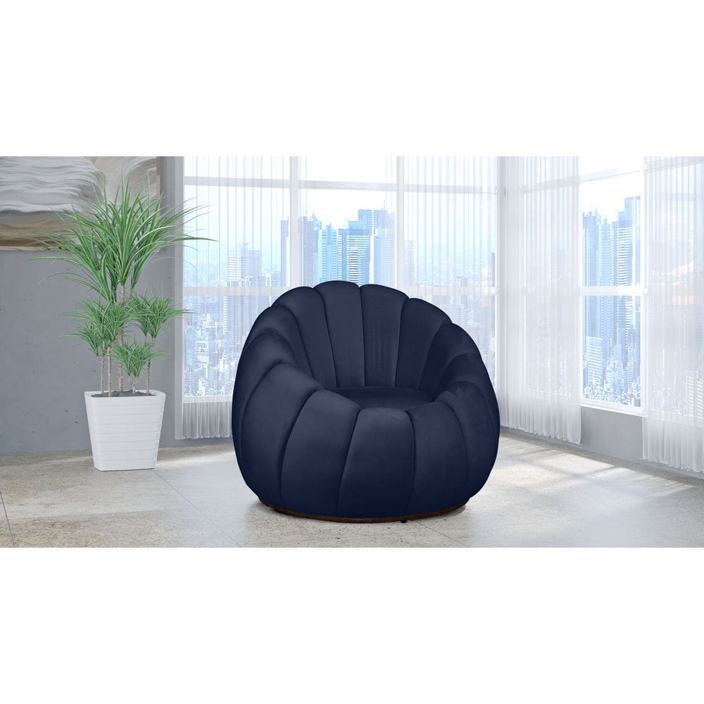 Poltrona Decorativa Concha Giratória Veludo Azul Marinho - Londrilar