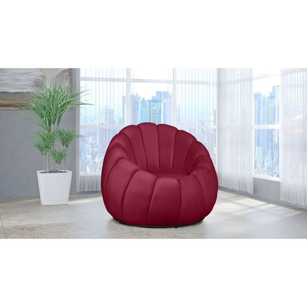 Poltrona Decorativa Concha Giratória Veludo Vermelho - Londrilar
