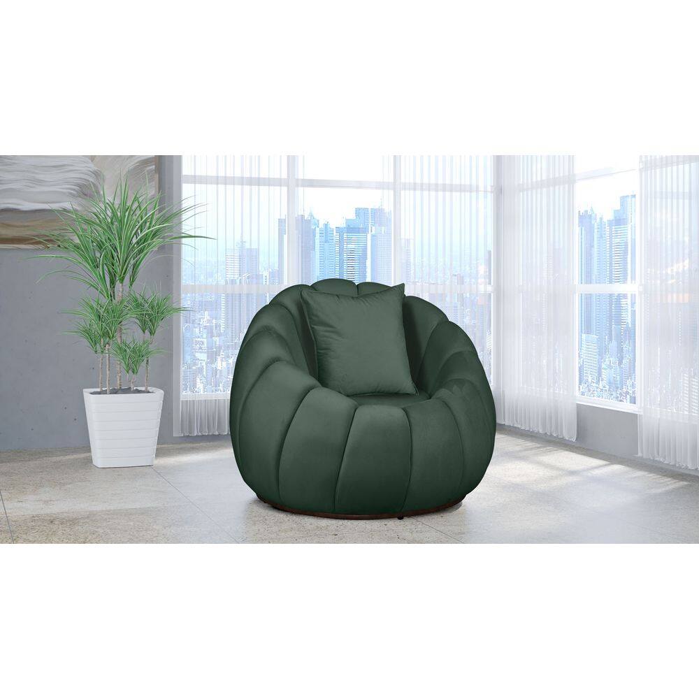 Poltrona Decorativa Concha Giratória Almofada Veludo Verde - Londrilar