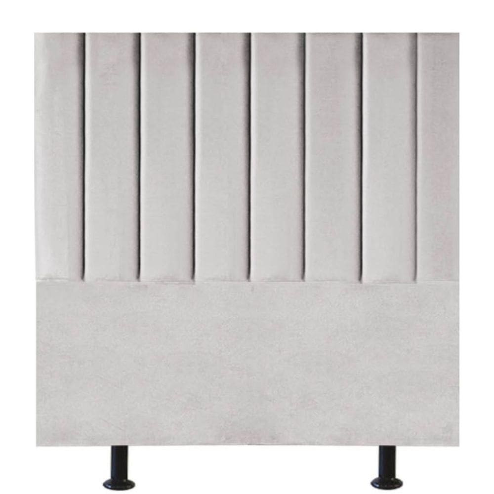 Cabeceira Estofada Cama Box Solteiro 90 Cm Taís Linho cinza Claro