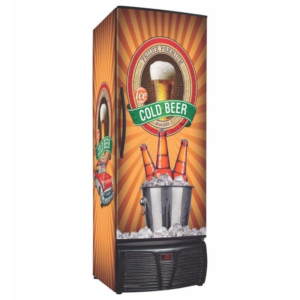 Cervejeira Com Porta Cega Rf017 Premium Frilux Refirgerador Com Porta Adesivada 570 Litros 110v