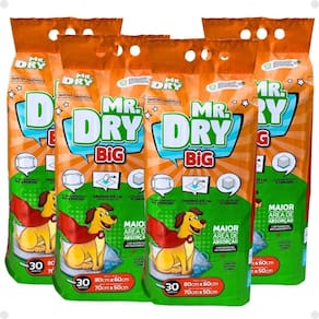 Kit Mr. Dry Big: 4 Tapetes Higiênicos 80x60cm Com 30 Unidades