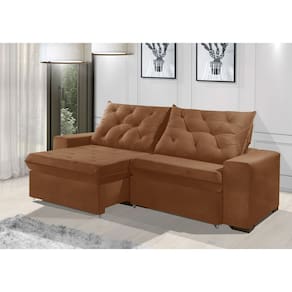 Sofá Retrátil e Reclinável 2.10m ESTILO ESTOFADOS - EUROPA com SoftGel D33 Velupluma "Terracota"