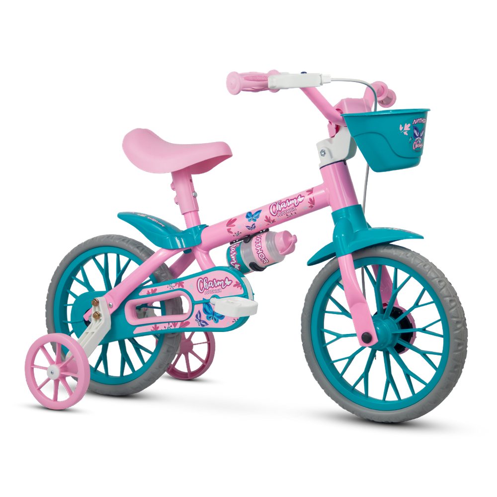 Bicicleta Infantil Aro 12 Com Rodinhas Bike Criança Menina Nathor Charm