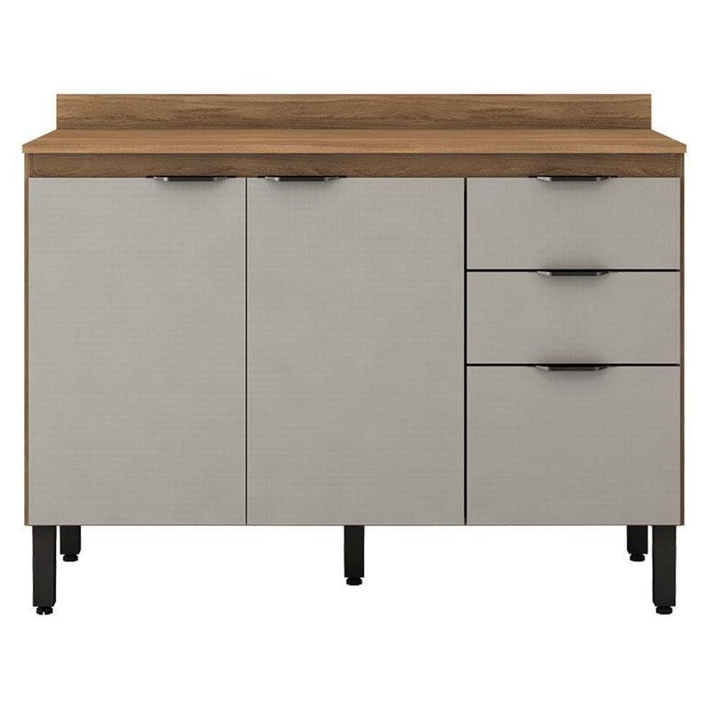 Balcão De Cozinha Firenze Com Tampo 120 Cm Amêndola Touch Nude Prime Tx - Demóbile