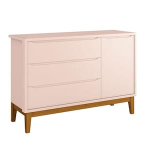 Cômoda Infantil New Classic Rosa Com Pés Madeira - Reller
