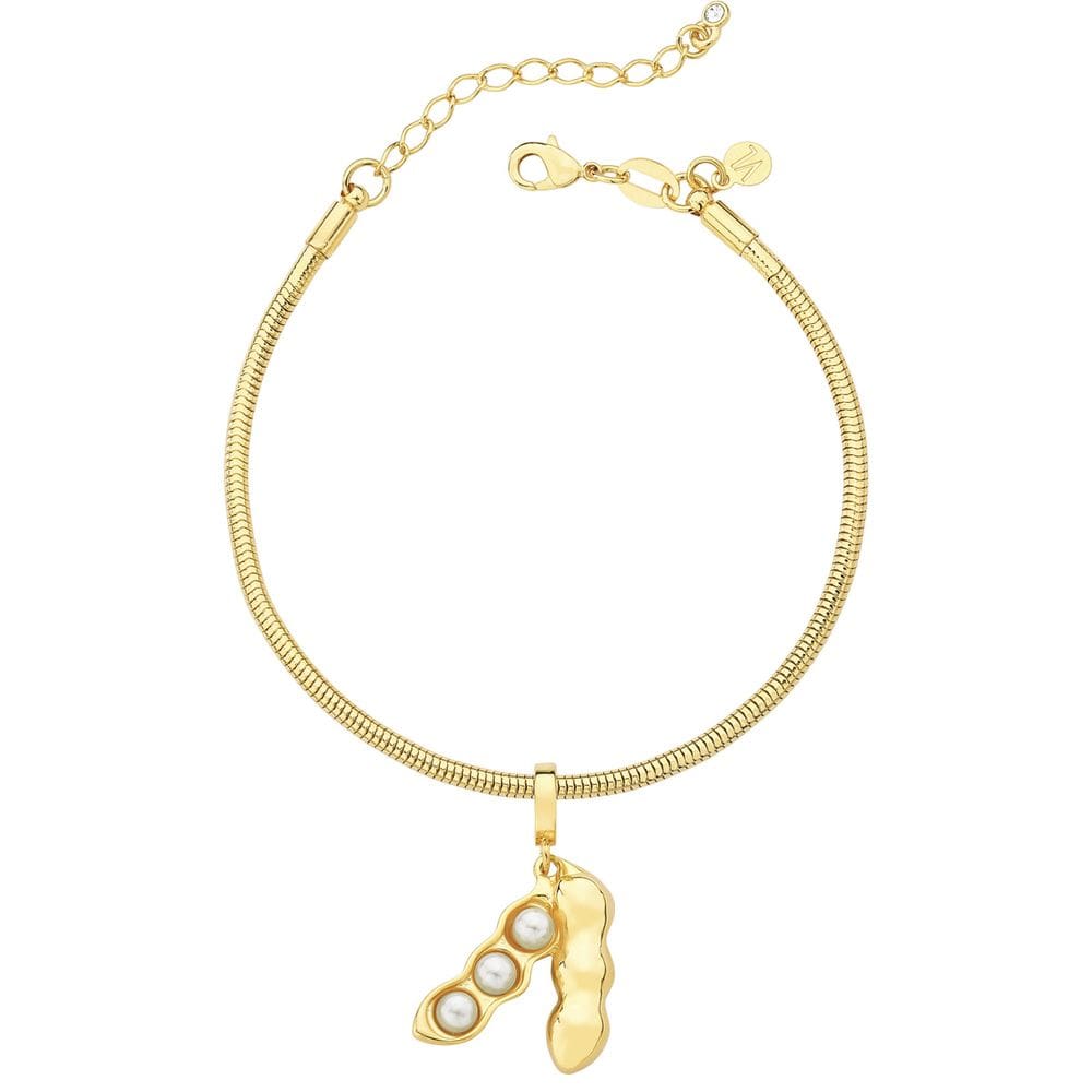 Pulseira Soja 3 Pérolas Revestida em Ouro