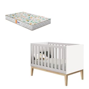 Berço Americano New Classic Branco Com Pés Madeira Natural E Colchão Gazin - Reller