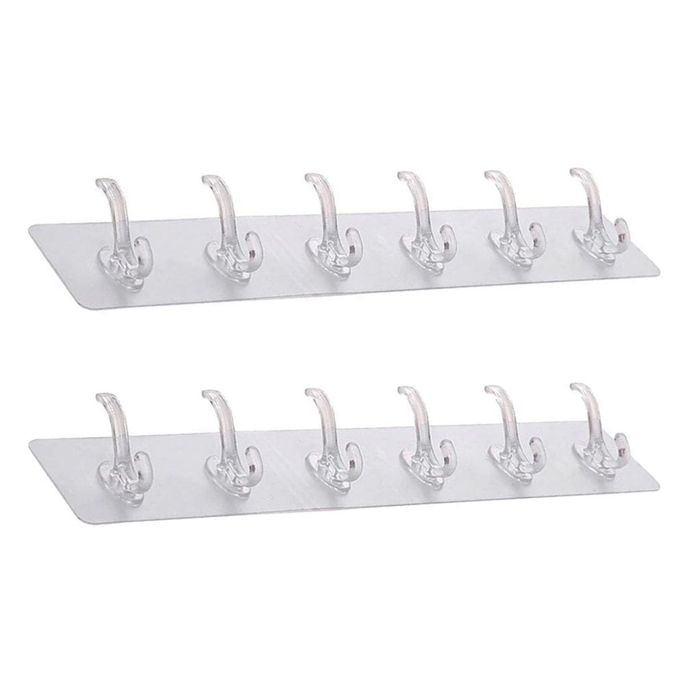 Gancho Adesivo Transparente Com 6 Ganchos Kit Com 2