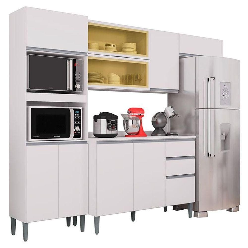 Cozinha Aline Balcão Com Tampo Branco - Poquema