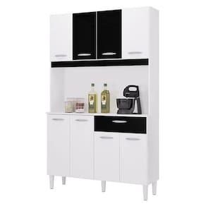Cozinha Kit Cassia 8 Portas Branco Preto - Poquema