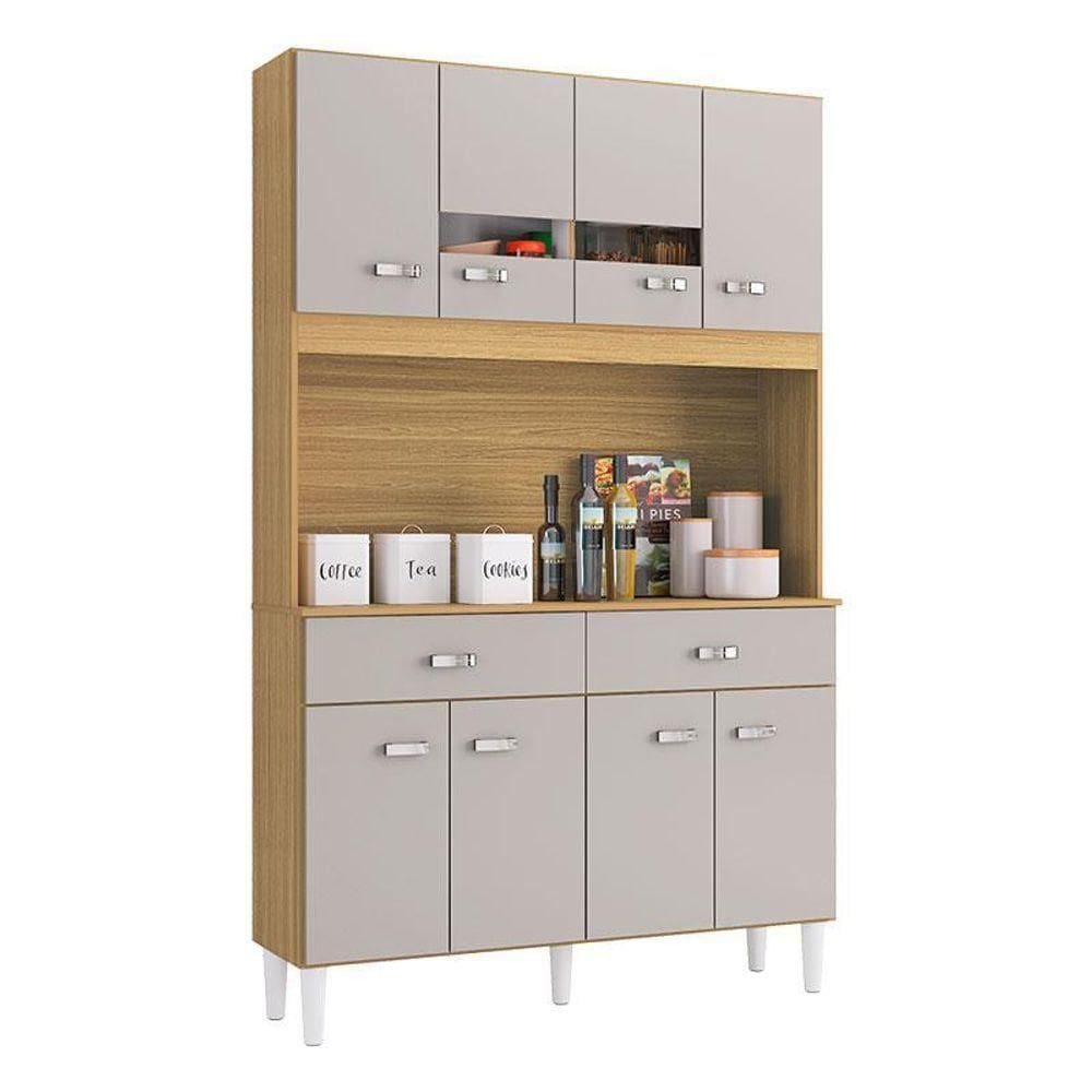 Cozinha Kit Manu 8 Portas Damasco Off White - Poquema