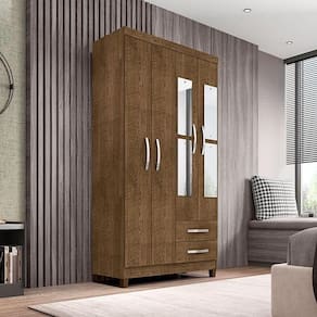 Guarda Roupa Solteiro Ambiente Modena Com Espelho 4 Portas Malbec - Incorplac