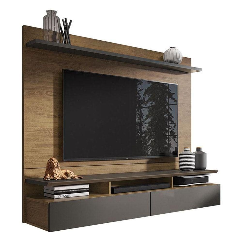 Painel Para Tv Home Suspenso Noruega Freijó Grafite Perolizado - Móveis Leão