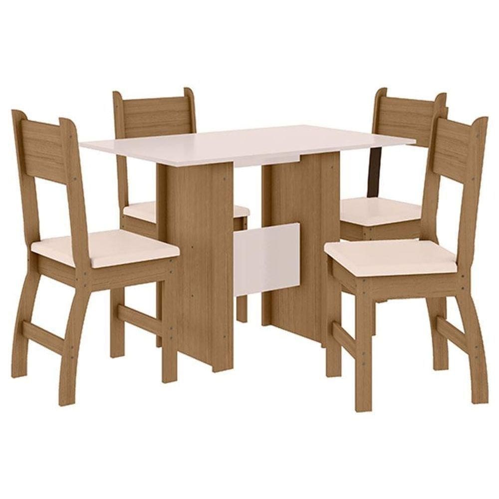 Mesa De Jantar Com 4 Cadeiras Milano Carvalho Off White - Poliman