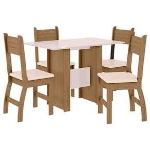 Mesa De Jantar Com 4 Cadeiras Milano Carvalho Off White - Poliman