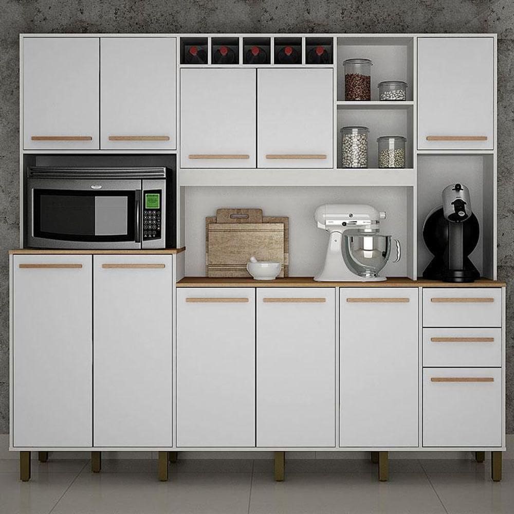 Armário De Cozinha Ambiente Petra Branco Cinamomo - Valdemóveis
