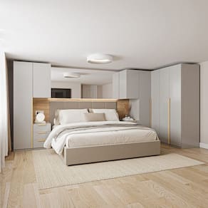 Guarda-roupa Modulado 7 Peças 7 Portas 2 Mesa Cabeceira Jade Cabecasa Madeiramadeira Cinza Urbano
