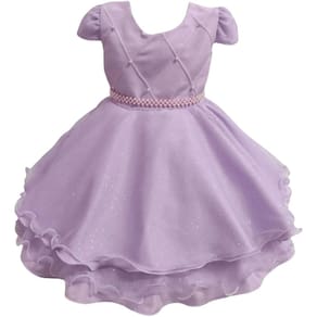 Vestido Infantil Princesa Sofia Saia Brilho Rosa Festa Aniversário Luxo