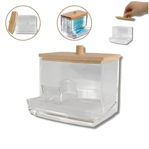 Porta Cotonetes Tampa Bambu Suporte Organizador Higiênico Hastes Flexiveis Algodão Resistente Banheiro Casa Quarto Bebê
