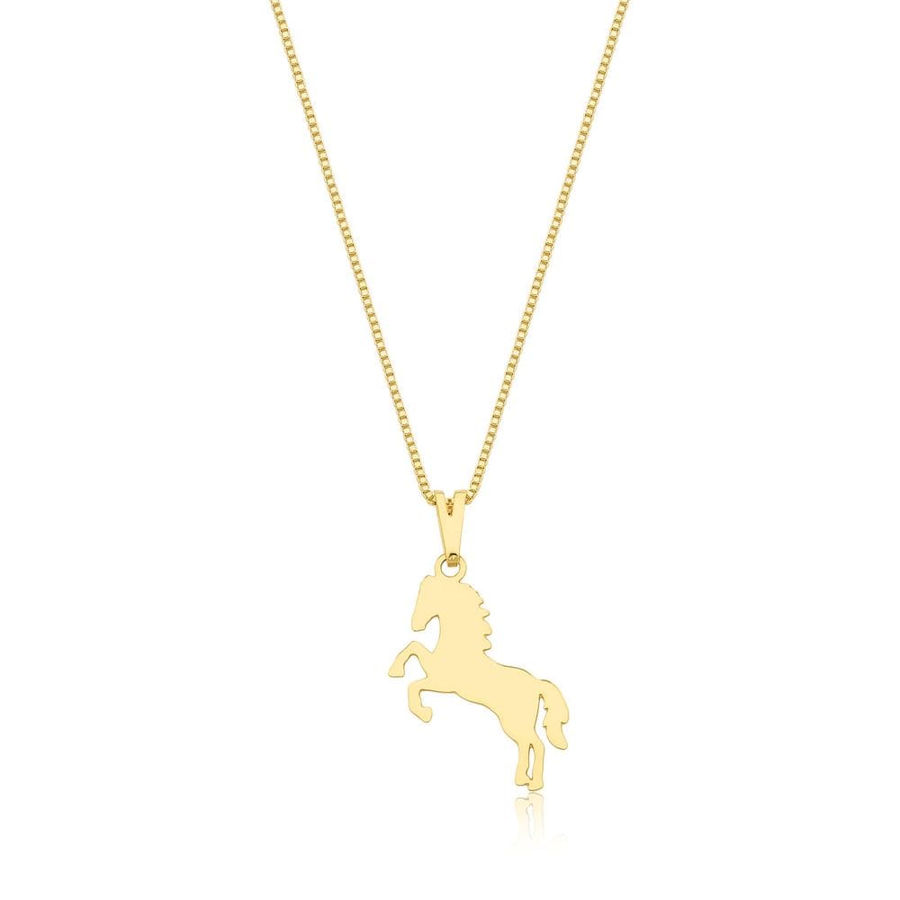 Colar Silhueta Cavalo em Corrente Veneziana Revestido em Ouro