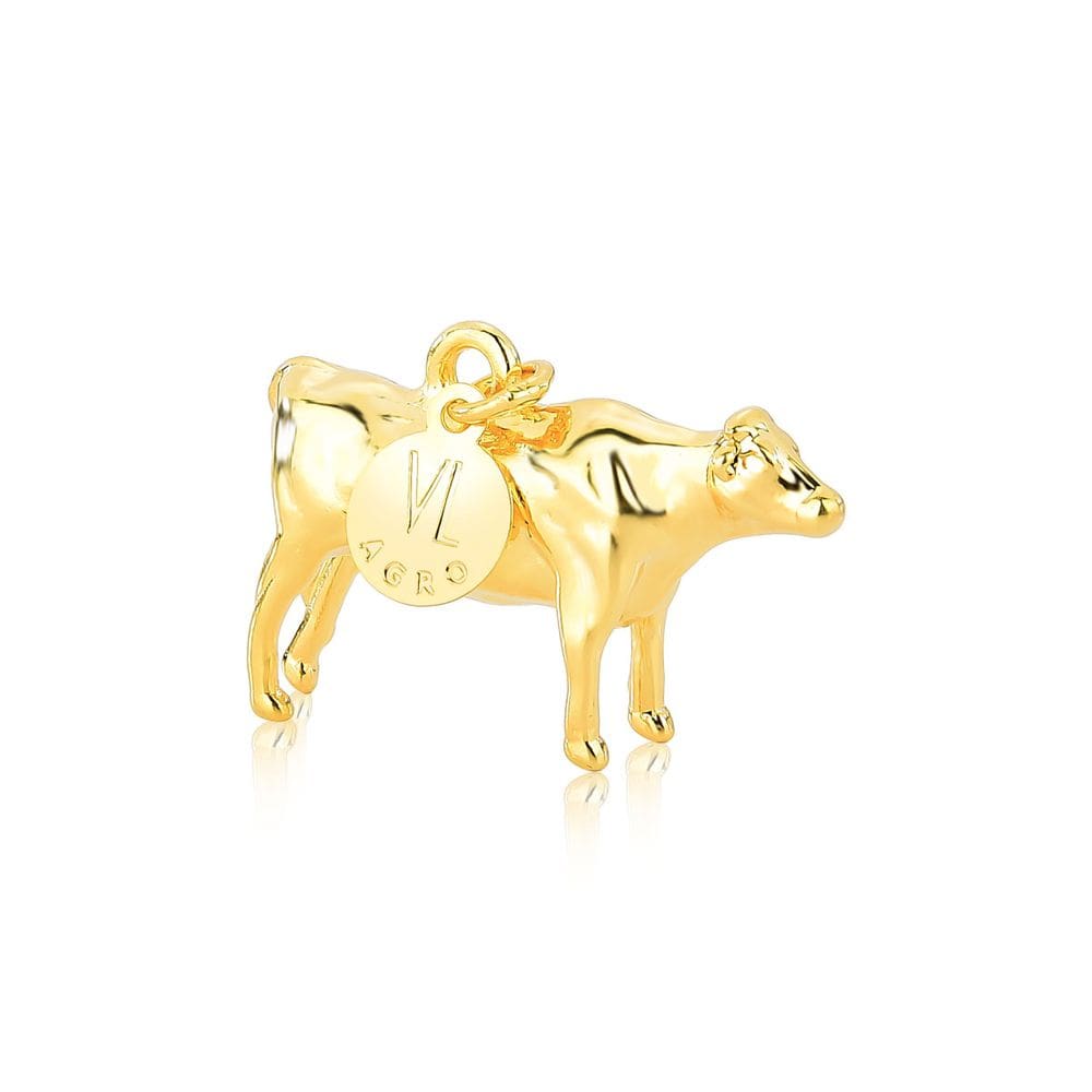 Bibelô Decorativo Mini Boi Revestido em Ouro