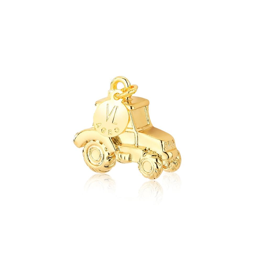 Bibelô Decorativo Mini Trator Revestido em Ouro