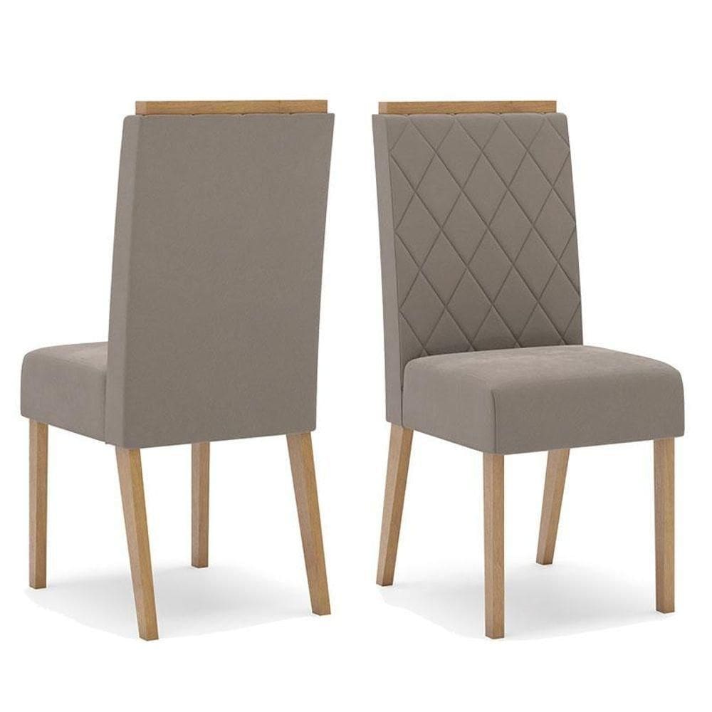 Cadeira Para Mesa De Jantar Nina Kit 2 Peças Nature Marrom Amêndoa - Henn